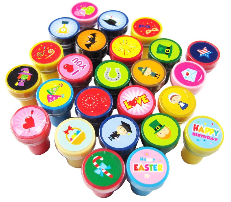 TINYMILLS 60 Pcs Holidays and Occasions Assorted Stampers for Kids 60 Different Stamper Designs Scrapbooking Craft Stampers Teacher Stampers - Image 3